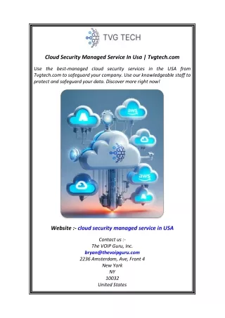 Cloud Security Managed Service In Usa Tvgtech.com