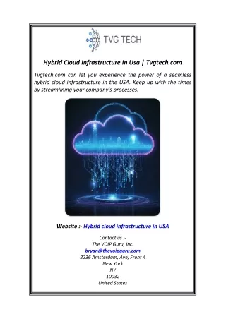 Hybrid Cloud Infrastructure In Usa  Tvgtech.com