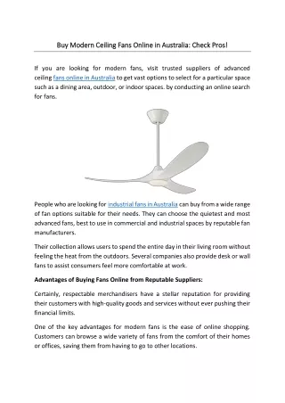 Buy Modern Ceiling Fans Online in Australia Check Pros 06-05-2024