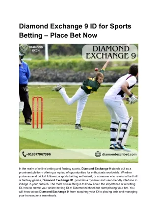 Diamond Exchange 9 is a reliable Sports Betting site