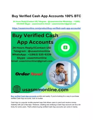 Buy Verified Cash App Accounts 100% BTC