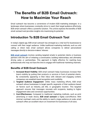 The Benefits of B2B Email Outreach_ How to Maximize Your Reach