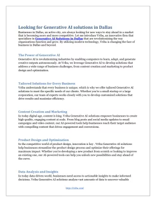 Looking for Generative AI solutions in Dallas