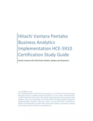 Hitachi Vantara Pentaho Business Analytics Implementation HCE-5910 Study Guide