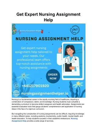 Get Expert Nursing Assignment help
