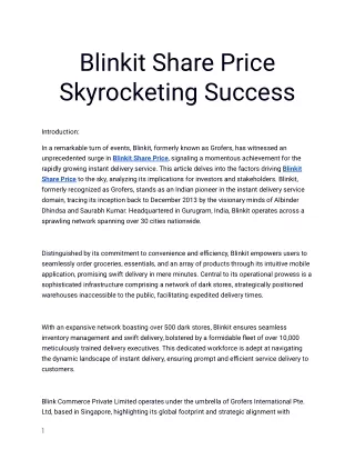 Get the Best Blinkit Share Price only at Planify