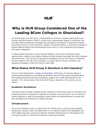 Why is HLM Group Considered One of the Leading BCom Colleges in Ghaziabad?