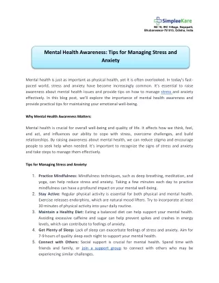 Mental Health Awareness_ Tips for Managing Stress and Anxiety