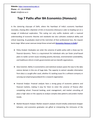 Top 7 Paths after BA Economics (Honours)