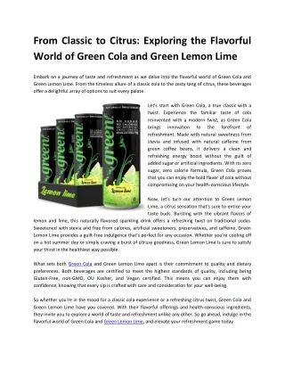 From Classic to Citrus_ Exploring the Flavorful World of Green Cola and Green Lemon Lime