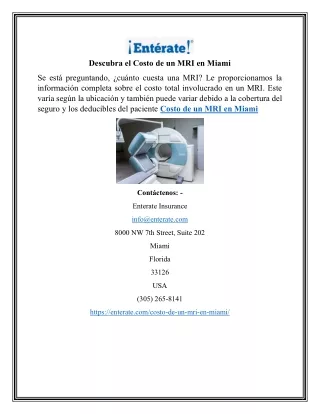 Descubra el Costo de un MRI en Miami