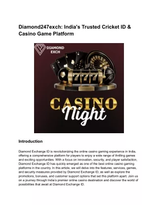 Diamond247exch_ India's Trusted Cricket ID & Casino Game Platform