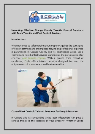 Unlocking Effective Orange County Termite Control Solutions with Ecola Termite and Pest Control Services