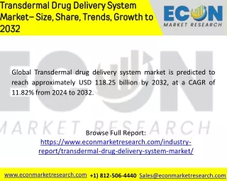 Transdermal Drug Delivery System Market