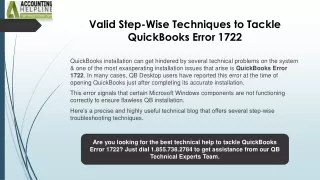 100% Effective Methods to Resolve QuickBooks Error Message 1722