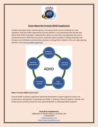 Know About the Formula ADHD Supplement