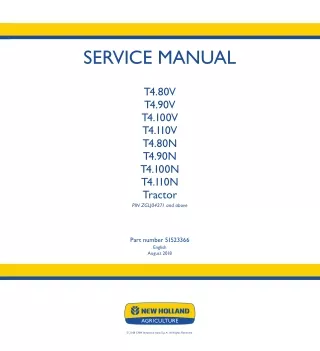 New Holland T4.110N Tractor Service Repair Manual Instant Download