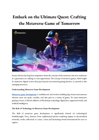 Embark on the Ultimate Quest_ Crafting the Metaverse Game of Tomorrow