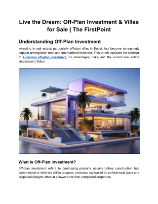 Live the Dream_ Off-Plan Investment & Villas for Sale - The FirstPoint