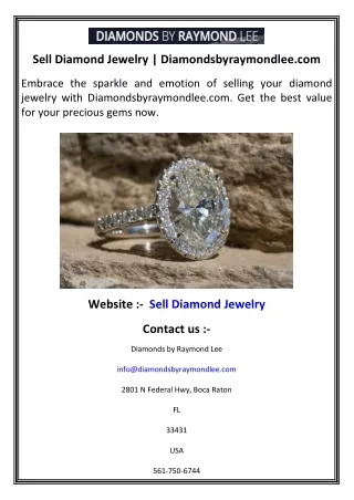 Sell Diamond Jewelry   Diamondsbyraymondlee.com