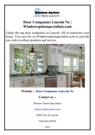 Door Companies Lincoln Ne  Windowoptionspecialists.com