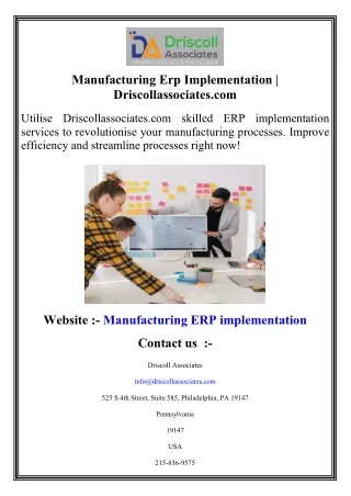 Manufacturing Erp Implementation   Driscollassociates.com