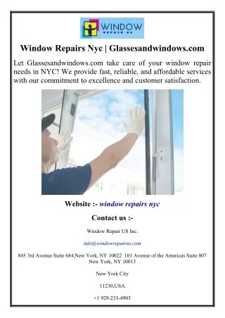 Window Repairs Nyc  Glassesandwindows.com