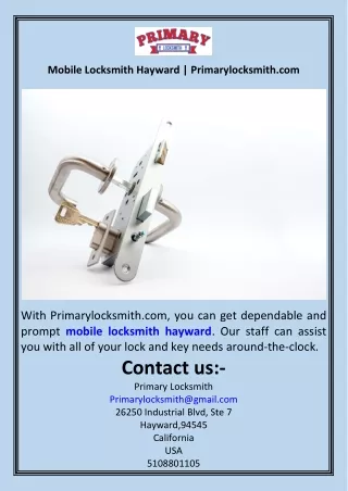 Mobile Locksmith Hayward  Primarylocksmith.com