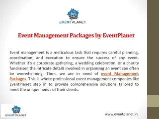 Event Management Packages by EventPlanet