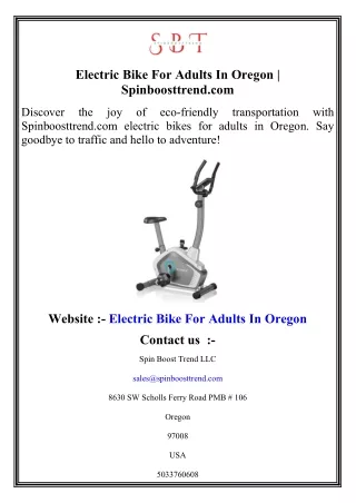 Electric Bike For Adults In Oregon   Spinboosttrend.com