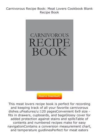 [PDF]❤READ⚡ Carnivorous Recipe Book: Meat Lovers Cookbook Blank Recipe Book