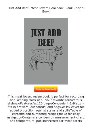 download⚡[PDF]❤ Just Add Beef: Meat Lovers Cookbook Blank Recipe Book