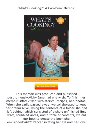 Download⚡ What's Cooking?: A Cookbook Memoir