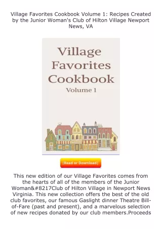 ✔️download⚡️ (pdf) Village Favorites Cookbook Volume 1: Recipes Created by