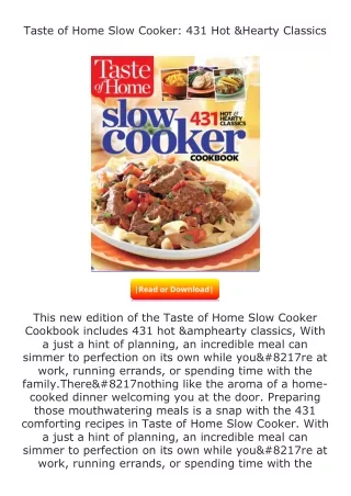 full✔download️⚡(pdf) Taste of Home Slow Cooker: 431 Hot & Hearty Classics