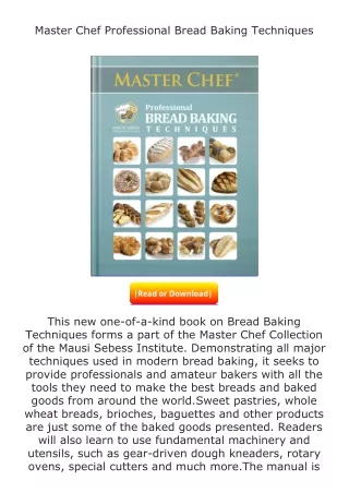 free read (✔️pdf❤️) Master Chef Professional Bread Baking Techniques