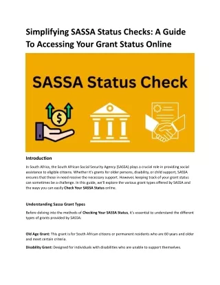 Simplifying SASSA Status Checks A Guide To Accessing Your Grant Status Online