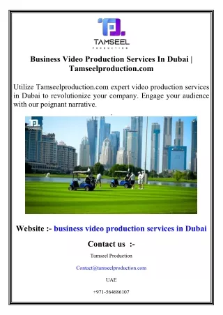 Business Video Production Services In Dubai   Tamseelproduction.com