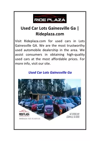 Used Car Lots Gainesville Ga  Rideplaza.com