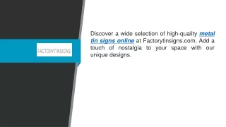 Metal Tin Signs Online  Factorytinsigns.com