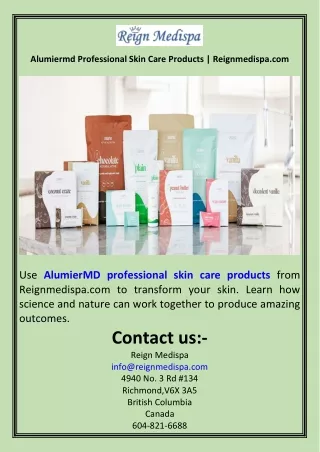 Alumiermd Professional Skin Care Products  Reignmedispa.com