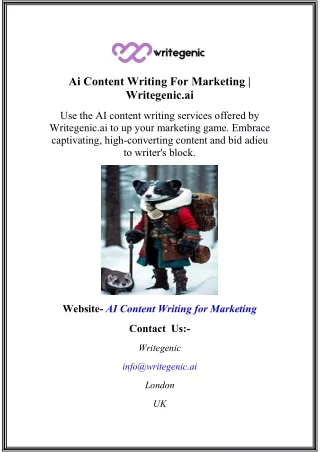 Ai Content Writing For Marketing | Writegenic.ai