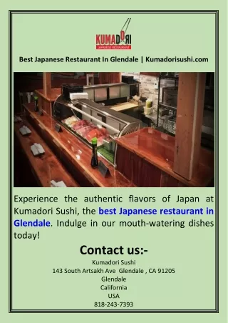 Best Japanese Restaurant In Glendale  Kumadorisushi.com