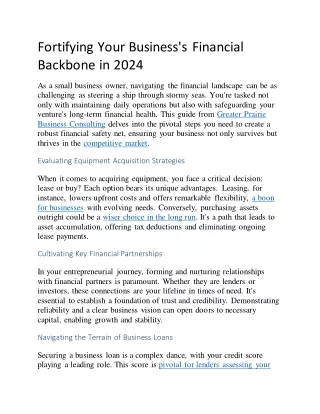 Fortifying Your Business's Financial Backbone in 2024