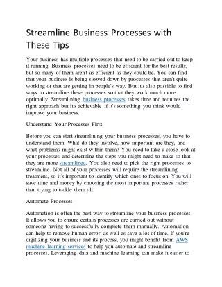 Streamline Business Processes with These Tips