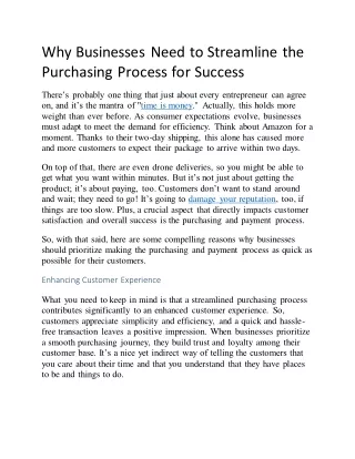 Why Businesses Need to Streamline the Purchasing Process for Success