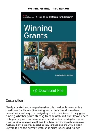 free read (✔️pdf❤️) Winning Grants, Third Edition