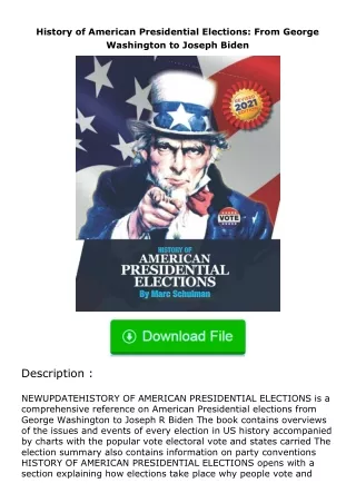 Pdf⚡(read✔online) History of American Presidential Elections: From George Wash