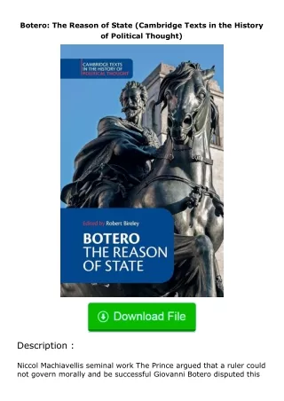 Download⚡PDF❤ Botero: The Reason of State (Cambridge Texts in the History of P