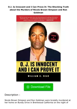 Download❤[READ]✔ O.J. Is Innocent and I Can Prove It: The Shocking Truth about